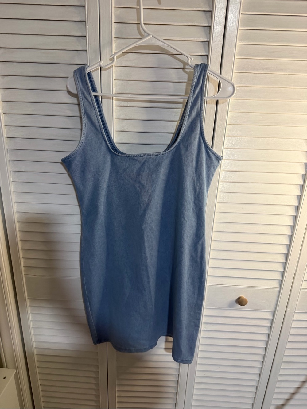 Good American Light Blue Scoop Neck Slip Dress